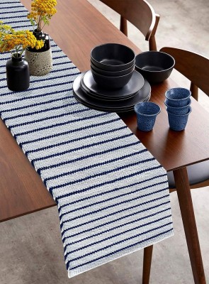 Stonemunk Blue, White 183 cm Reversible Table Runner(Cotton, Organic Cotton)