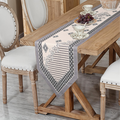 KUBER INDUSTRIES Yellow, Grey 183 cm Table Runner(Cotton)