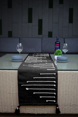 Jiyansh Décor Black 182 cm Reversible Table Runner(Cotton)