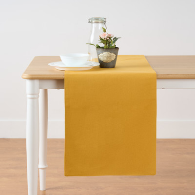 KITESCREATIONS Yellow 140 cm Reversible Table Runner(Cotton)