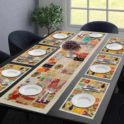 Handicraft Bazarr White, Multicolor 152 cm Table Runner(Cotton)
