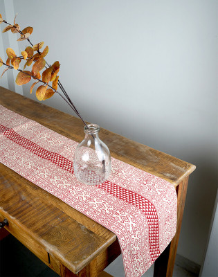 RATAN CART Red 177 cm Table Runner(Cotton)