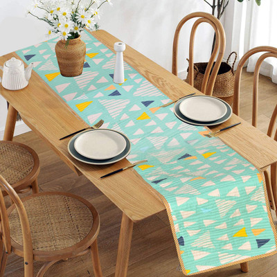 RUSTIC LINEN Green 182.88 cm Reversible Table Runner(Cotton)