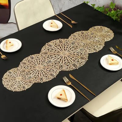 Dakshya Industries Gold 92 cm Table Runner(PVC)