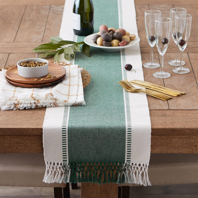 Bloomtex Green 182 cm Reversible Table Runner(Cotton)