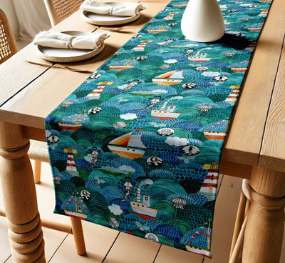 Vargottam Green 152 cm Table Runner(Cotton)