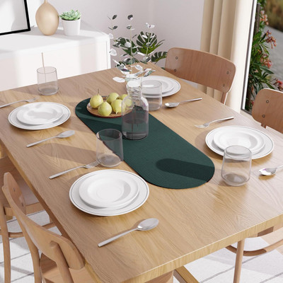 SIYA TEXTILES Green 91 cm Reversible Table Runner(Cotton)