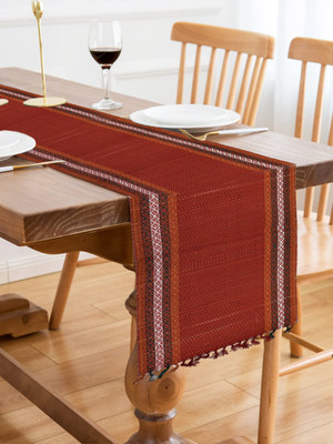 SHILP KATHA Red 152 cm Reversible Table Runner(River Grass)