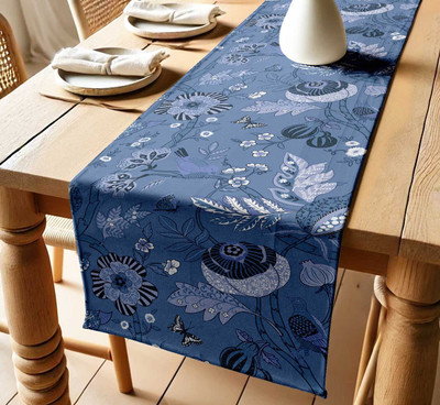 Vargottam Blue 152 cm Table Runner(Cotton)