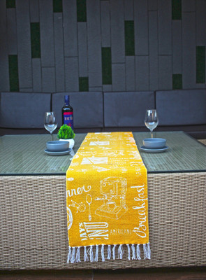 Jiyansh Décor Yellow 182 cm Reversible Table Runner(Cotton)