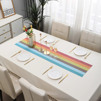 HOKiPO Multicolor 135 cm Reversible Table Runner(PVC)
