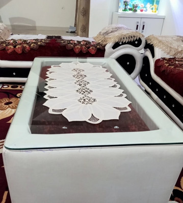 SHRI MAHAVIR IMPEX Beige 84 cm Table Runner(Vinyl)