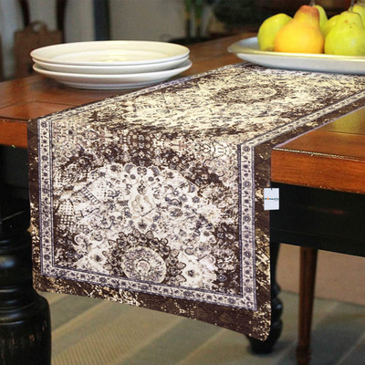 HOMESTIC Multicolor 91 cm Reversible Table Runner(Velvet)