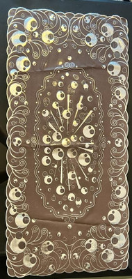 SHRI MAHAVIR IMPEX Brown 84 cm Table Runner(Lace)