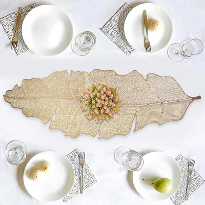 Dakshya Industries Gold 92 cm Table Runner(PVC)