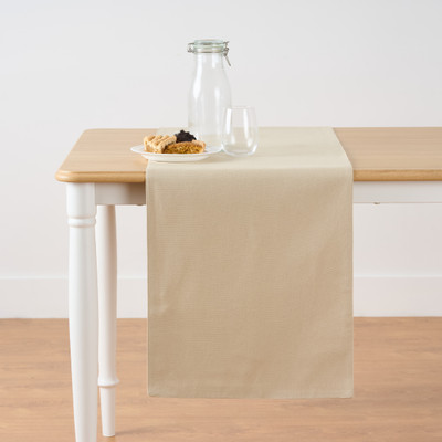 KITESCREATIONS Beige 140 cm Reversible Table Runner(Cotton)