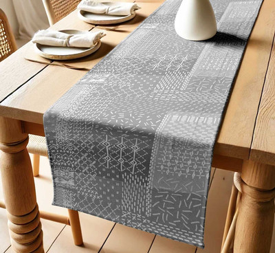 Vargottam Grey 152 cm Table Runner(Cotton)