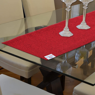 Heart Home Maroon 94 cm Table Runner(Cotton)