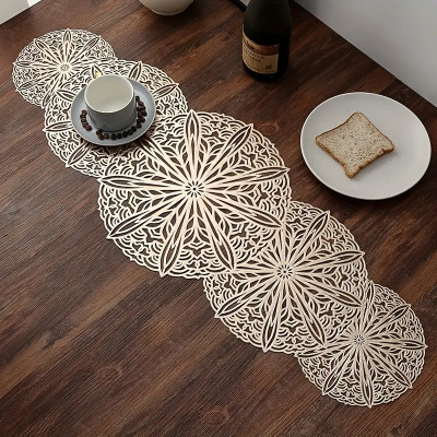 Dakshya Industries Gold 92 cm Table Runner(Vinyl, PVC)