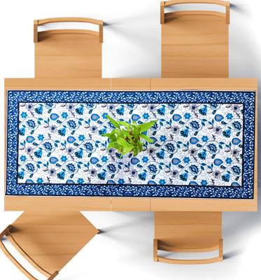 Saksham Enterprises Blue, White 92 cm Table Runner(Velvet)