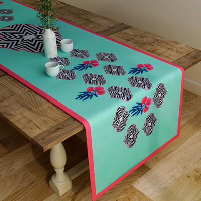 SEJ BY NISHA GUPTA Blue, Pink, White 121.92 cm Table Runner(Cotton)