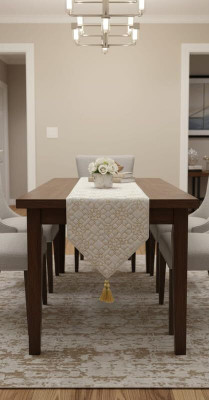 Casanest White 92 cm Reversible Table Runner(Cotton)