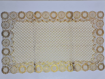 SHRI MAHAVIR IMPEX Gold 40 cm Table Runner(PVC)