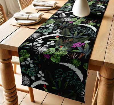 Vargottam Black 152 cm Table Runner(Cotton)