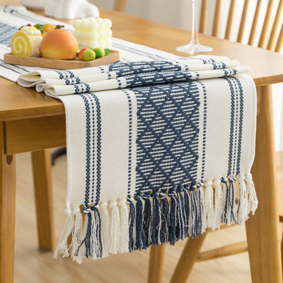 Bloomtex Blue 137 cm Reversible Table Runner(Cotton)