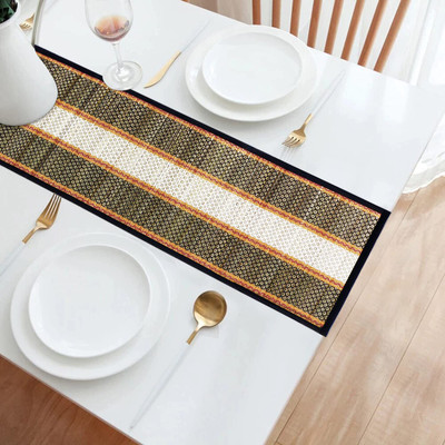 HOKiPO Black 135 cm Reversible Table Runner(River Grass)
