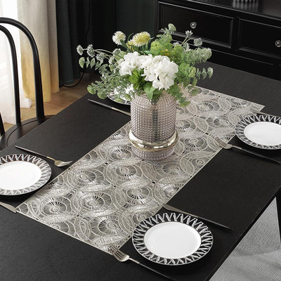Dakshya Industries Silver 91 cm Table Runner(PVC)