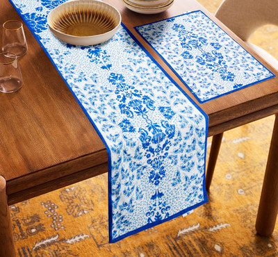 PLIVANA Blue 182.8 cm Table Runner(Polyester)