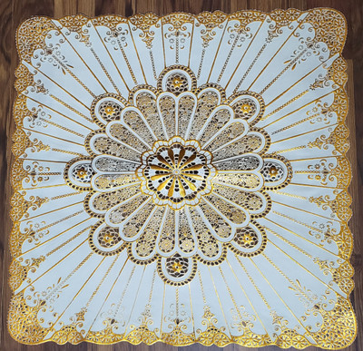 SHRI MAHAVIR IMPEX Square Pack of 1 Table Placemat(Gold, Lace)
