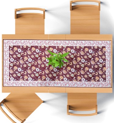 Saksham Enterprises Maroon, White 92 cm Table Runner(Velvet)