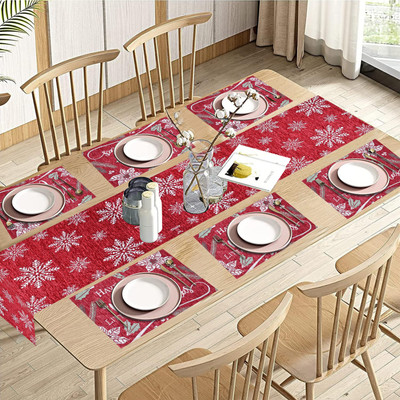 PRAKARTIK Red, White 180 cm Table Runner(Cotton)