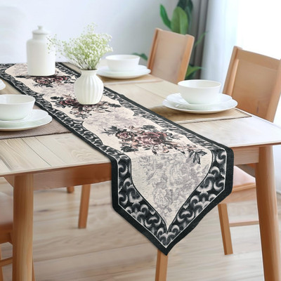 KUBER INDUSTRIES Black, Grey 182 cm Table Runner(Cotton)