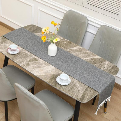 Home Cloud Grey 220 cm Reversible Table Runner(Cotton)