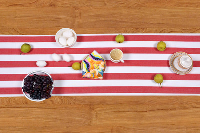 CRAZYWEAVES Red 182 cm Reversible Table Runner(Cotton)