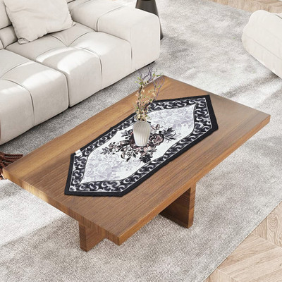 HOMESTIC Black, Grey 92 cm Table Runner(Cotton)
