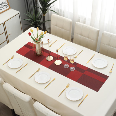 HOKiPO Red 135 cm Reversible Table Runner(PVC)