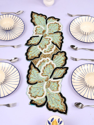Aaditya Exports Light Blue 91.44 cm Table Runner(Polyester)