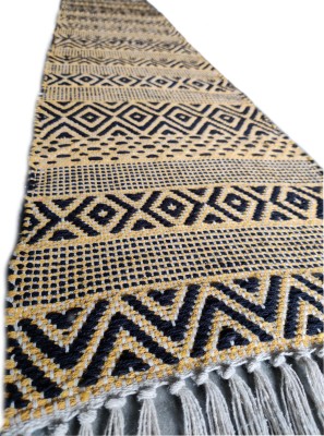 North Field Black, Yellow 137 cm Reversible Table Runner(Cotton)