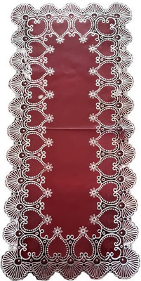 SHRI MAHAVIR IMPEX Maroon 80 cm Table Runner(PVC)