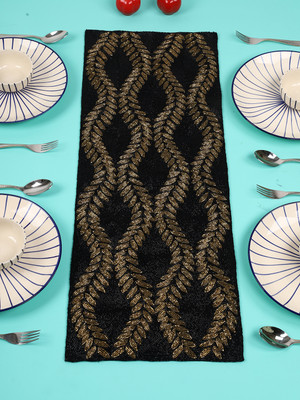 Aaditya Exports Black, Gold 91.44 cm Table Runner(Polyester)