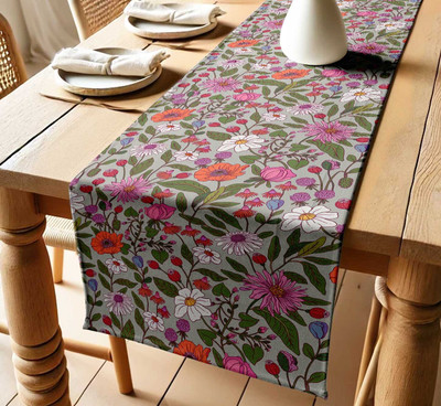 Vargottam Grey 152 cm Table Runner(Cotton)