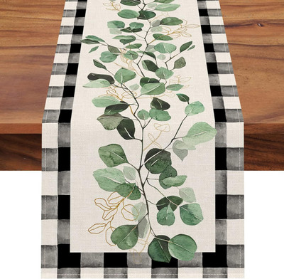 SUBHUSHA Green, White 72 cm Table Runner(Polyester)