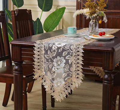 MONKDECOR White 177 cm Table Runner(Polyester)