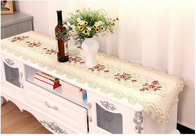 MONKDECOR Multicolor, White 178 cm Table Runner(Satin)