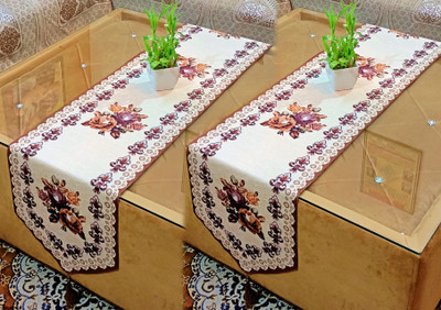 Saksham Enterprises Brown, Beige 183 cm Table Runner(Velvet)