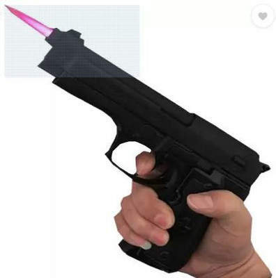 WBD 14 CM small size gun lighter Steel Gas Lighter (Black, Pack of 1) Taging Gun